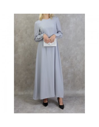 Robe élégante longue et fluide pour femme - Couleur gris 