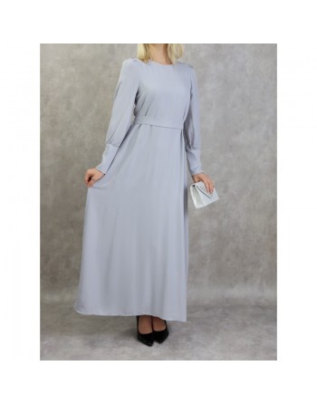 Robe élégante longue et fluide pour femme - Couleur gris 