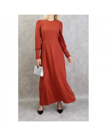 Robe élégante longue et fluide pour femme - Couleur rouge brique 