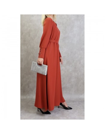 Robe élégante longue et fluide pour femme - Couleur rouge brique 