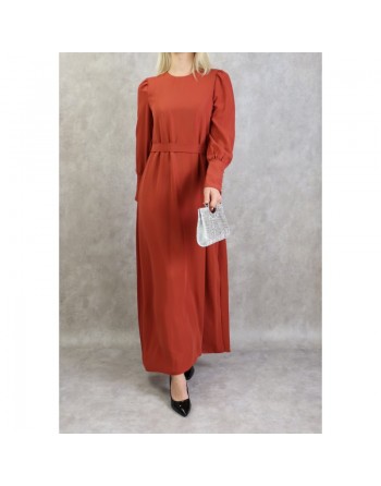 Robe élégante longue et fluide pour femme - Couleur rouge brique 