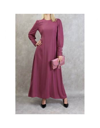 Robe élégante longue et fluide pour femme - Couleur prune 