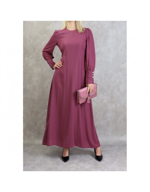 Robe élégante longue et fluide pour femme - Couleur prune Robe élégante longue et fluide pour femme - Couleur prune