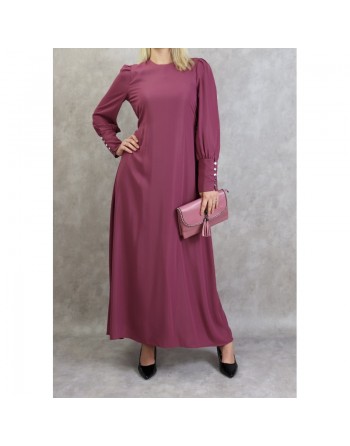 Robe élégante longue et fluide pour femme - Couleur prune 