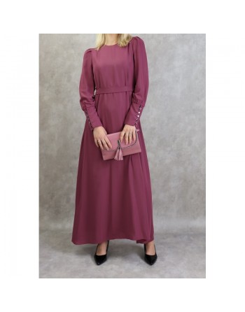 Robe élégante longue et fluide pour femme - Couleur prune 