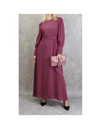 Robe élégante longue et fluide pour femme - Couleur prune 