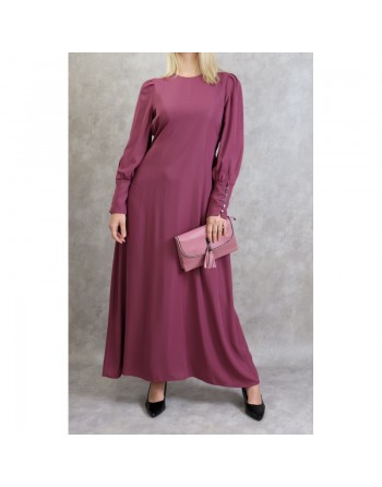 Robe élégante longue et fluide pour femme - Couleur prune 