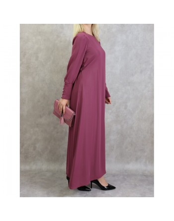 Robe élégante longue et fluide pour femme - Couleur prune 