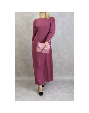 Robe élégante longue et fluide pour femme - Couleur prune 