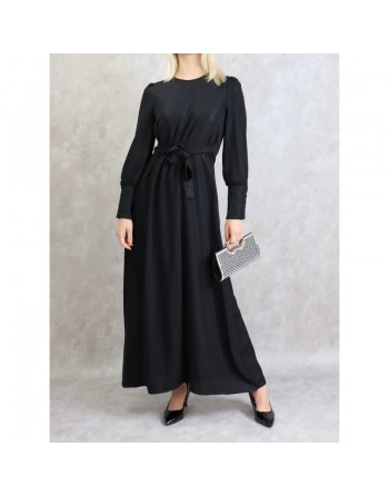 Robe élégante longue et fluide pour femme - Couleur noire 