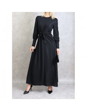 Robe élégante longue et fluide pour femme - Couleur noire 