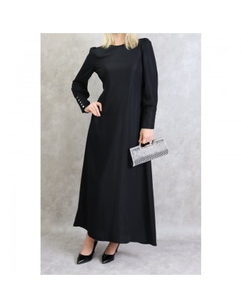 Robe élégante longue et fluide pour femme - Couleur noire 