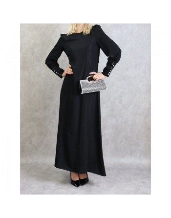 Robe élégante longue et fluide pour femme - Couleur noire 