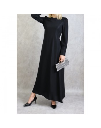 Robe élégante longue et fluide pour femme - Couleur noire 
