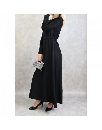 Robe élégante longue et fluide pour femme - Couleur noire 