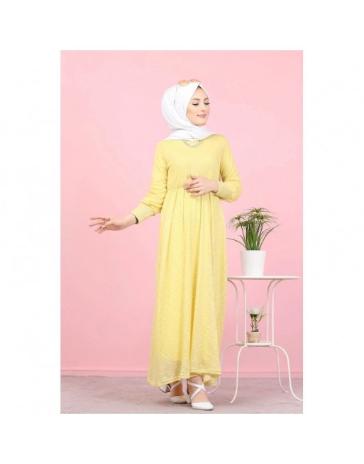 Robe pailleté pour femme (Vetement chic Mode Musulmane) - Couleur Jaune mimosa Robe pailleté pour femme (Vetement chic Mode Musulmane) - Couleur Jaune mimosa