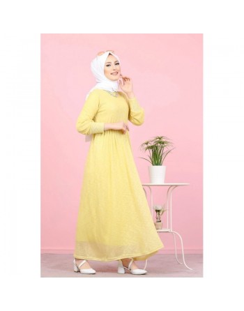 Robe pailleté pour femme (Vetement chic Mode Musulmane) - Couleur Jaune mimosa 