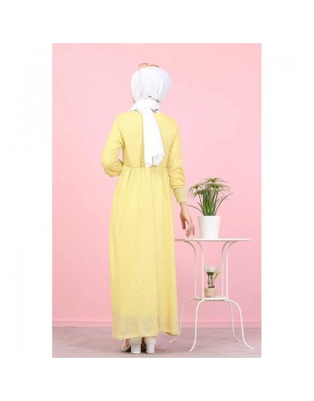 Robe pailleté pour femme (Vetement chic Mode Musulmane) - Couleur Jaune mimosa 