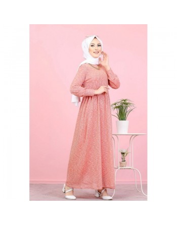 Robe pailleté pour femme (Vetement mastour pour hijab - Grande taille disponible) - Couleur rose 