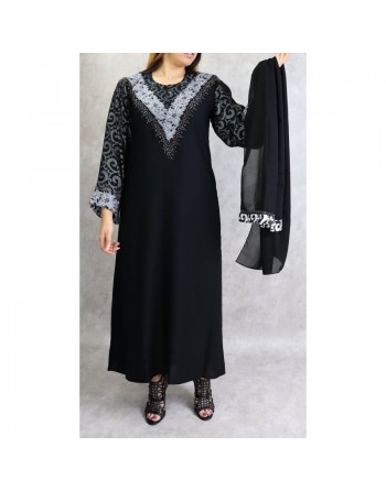 Abaya Dubai chic et moderne avec broderies et strass pour femme 