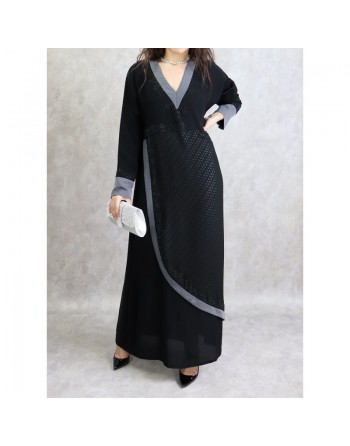 Abaya Dubai chic et moderne avec strass pour femme 