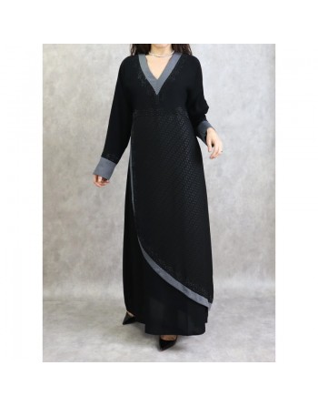 Abaya Dubai chic et moderne avec strass pour femme 