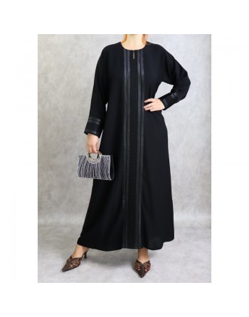 Abaya Dubai chic pour femme - Robe noire des émirats avec broderies et strass 