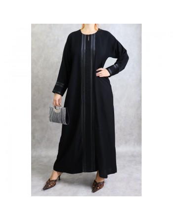 Abaya Dubai chic pour femme - Robe noire des émirats avec broderies et strass 