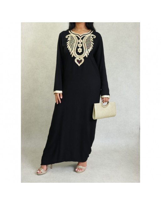 Robe orientale pour femme avec broderies et strass - Couleur Noir Robe orientale pour femme avec broderies et strass - Couleur Noir