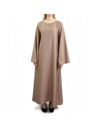 Robe longue manches évasées avec sa ceinture - Couleur caramel 