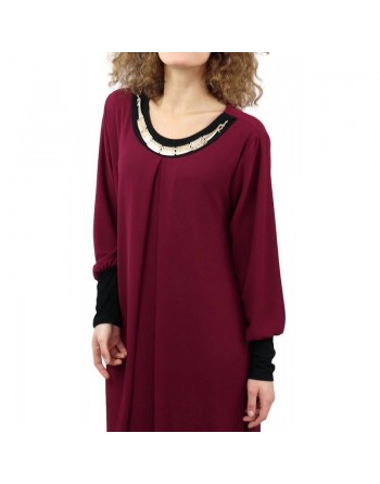 Robe longue fluide avec un joli collier (Plusieurs couleurs disponibles) 