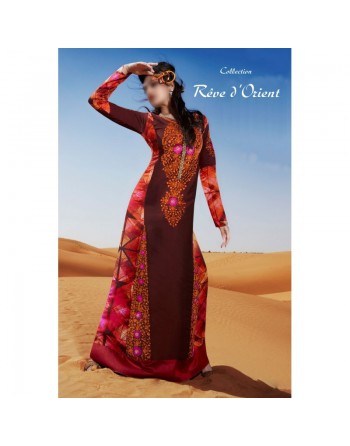 Robe de soirée longue pour femme avec broderies style oriental 
