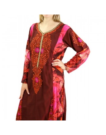 Robe de soirée longue pour femme avec broderies style oriental 