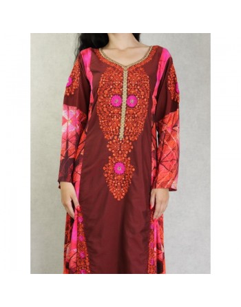 Robe de soirée longue pour femme avec broderies style oriental 