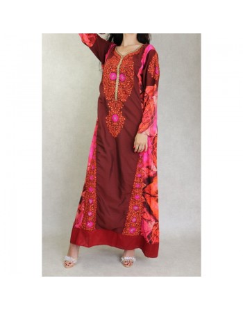 Robe de soirée longue pour femme avec broderies style oriental 