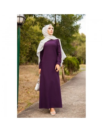 Robe décorée de boutons pour femme voilée - Vêtement islamique moderne - Couleur Violet 