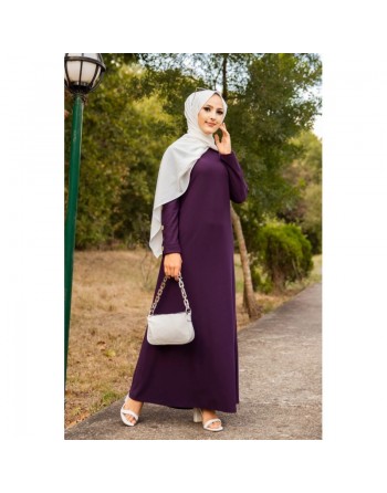Robe décorée de boutons pour femme voilée - Vêtement islamique moderne - Couleur Violet 