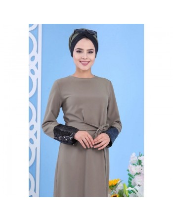 Robe de soirée maxi-longue pailletée avec sa ceinture (Plusieurs couleurs disponibles) - Tenue classe et chic pour femme 