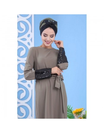 Robe de soirée maxi-longue pailletée avec sa ceinture (Plusieurs couleurs disponibles) - Tenue classe et chic pour femme 