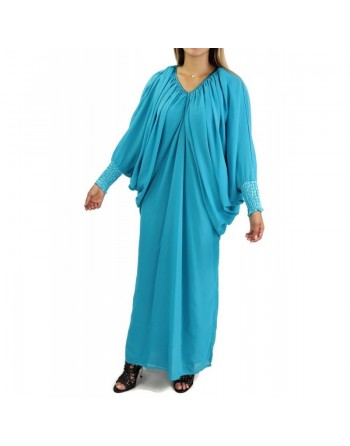Robe Abaya modèle papillon - Taille standard - Couleur Bleu turquoise 