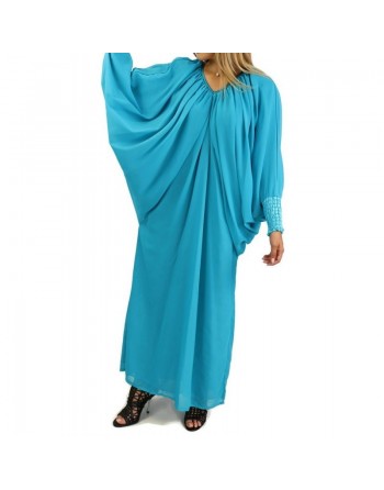 Robe Abaya modèle papillon - Taille standard - Couleur Bleu turquoise 
