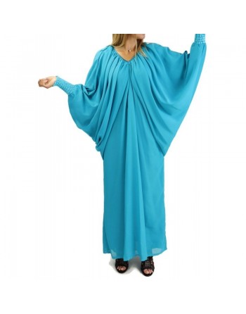 Robe Abaya modèle papillon - Taille standard - Couleur Bleu turquoise 