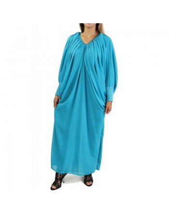Robe Abaya modèle papillon - Taille standard - Couleur Bleu turquoise 