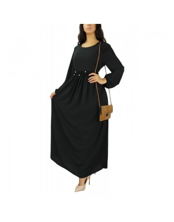 Robe femme avec broderies et perle - Couleur Noir 