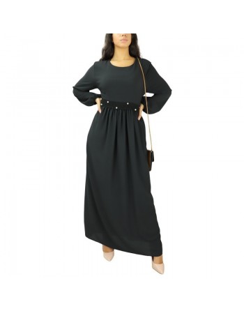 Robe femme avec broderies et perle - Couleur Noir 