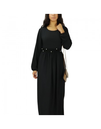 Robe femme avec broderies et perle - Couleur Noir 