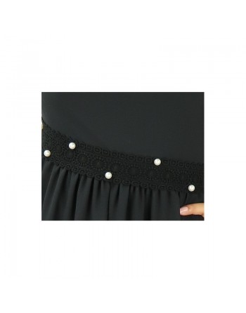 Robe femme avec broderies et perle - Couleur Noir 