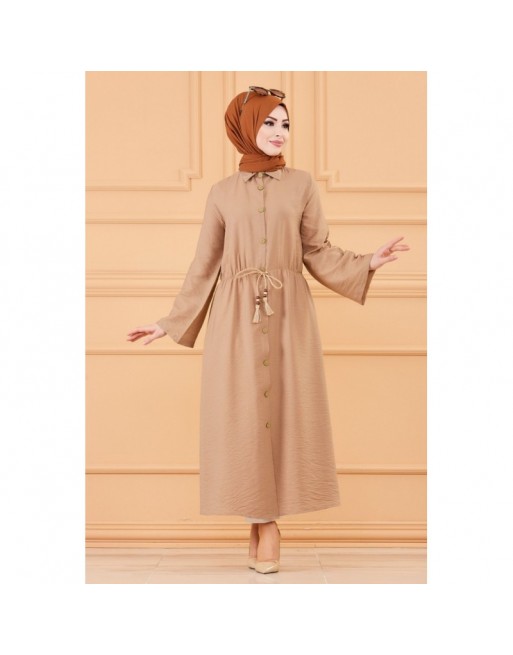 Robe casual avec ceinture intégrée pour femme (Boutique en ligne Hijab & Mode Musulmane France) - Couleur beige Robe casual avec ceinture intégrée pour femme (Boutique en ligne Hijab & Mode Musulmane France) - Couleur beige