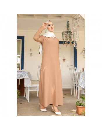 Robe décorée de boutons pour femme voilée - Vêtement islamique moderne - Couleur Vison 
