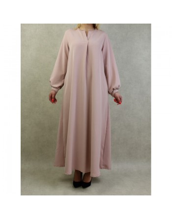 Robe longue évasée d'hiver pour femme - Couleur rose clair 
